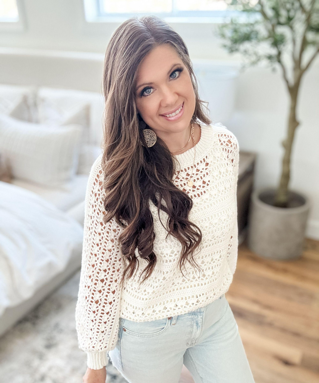 Caribbean Sea Sweater Crochet Pattern – Lacy Summer Top, Fingering Weight, XS–5X | PDF Digital Download